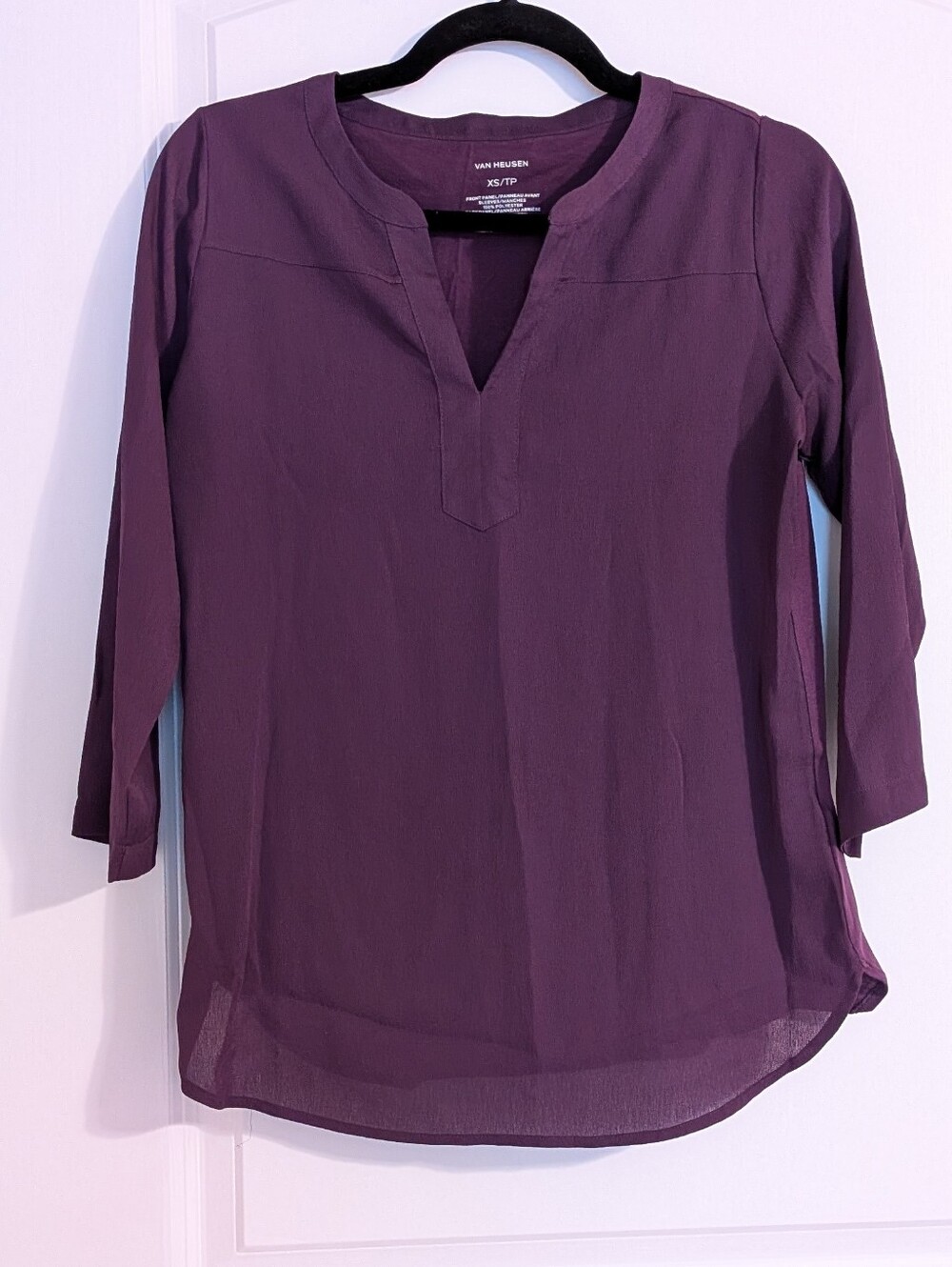 Van Heusen XS Purple 3/4 Sleeve Tunic Shirt
